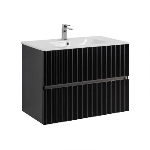 Тумба под раковину Art&amp;Max Elegant 80 AM-ELEGANT-800-2C-SO-NM-LED подвесная цвет Черный матовый