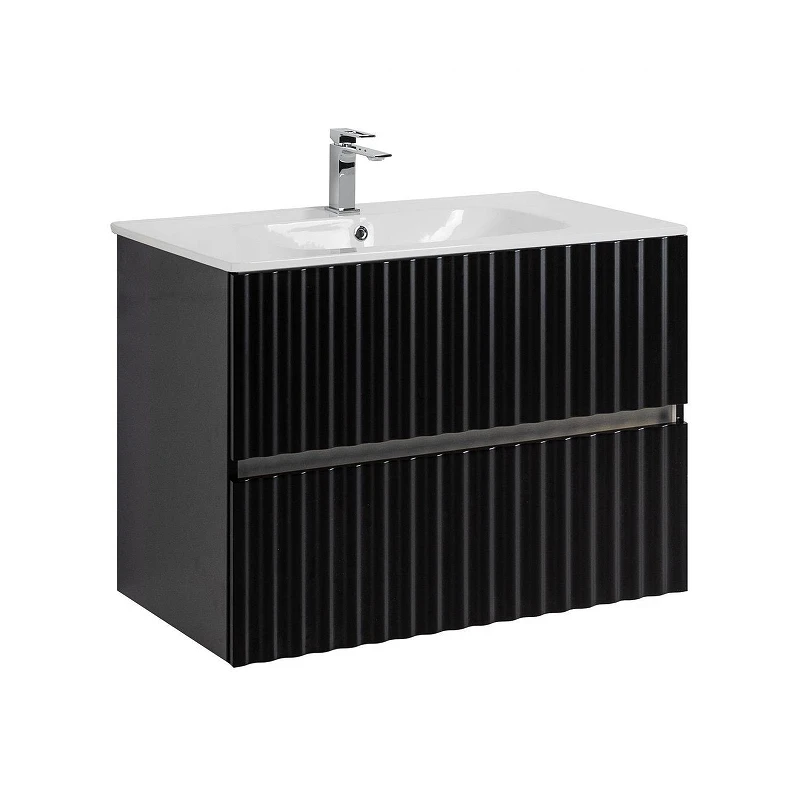 Тумба под раковину Art&Max Elegant 80 AM-ELEGANT-800-2C-SO-NM-LED подвесная цвет Черный матовый