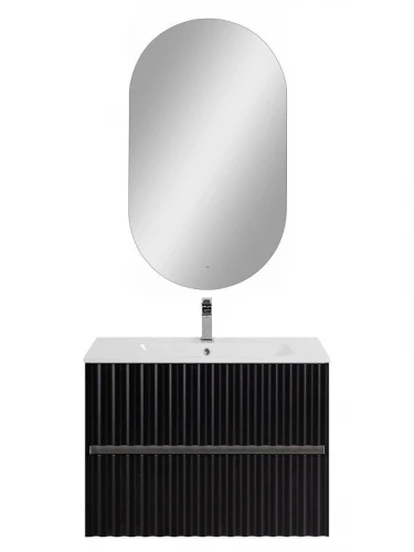 Тумба под раковину Art&amp;Max Elegant 80 AM-ELEGANT-800-2C-SO-NM-LED подвесная цвет Черный матовый