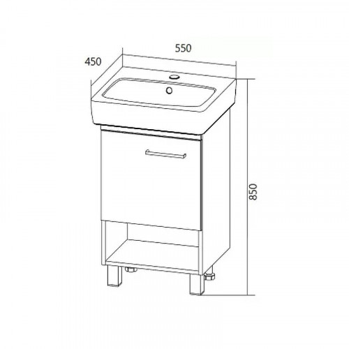 Тумба под раковину 1MarKa Tera 55 У76059 Белая глянцевая МДФ / ЛДСП