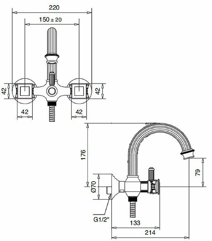 Смеситель для ванны Cezares Olimp VD OLIMP-VD-02-Sw Бронза латунь на стену