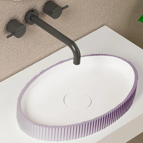 Раковина-чаша Abber Stein 50 AS2603Violett Фиолетовая искусственный камень (литьевой мрамор) накладная