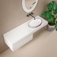 Раковина-чаша Abber Stein 50 AS2603Violett Фиолетовая искусственный камень (литьевой мрамор) накладная