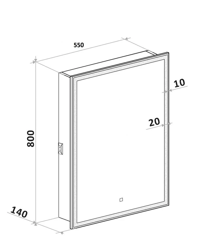 Зеркальный шкаф Art&Max Techno 55 R AM-Tec-550-800-1D-R-DS-F с подсветкой цвет Белый