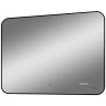 Зеркало Reflection Black View 1000х700 RF4004BV с подсветкой Черное с бесконтактным выключателем, диммером и часами МДФ / ЛДСП, стекло