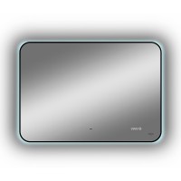 Зеркало Reflection Black View 1000х700 RF4004BV с подсветкой Черное с бесконтактным выключателем, диммером и часами МДФ / ЛДСП, стекло