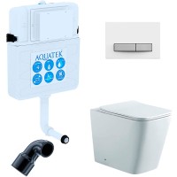 Комплект унитаза со смывным бачком Aquatek Set BW Aquatek Либра N-030 3в1 с сиденьем Микролифт и Белой глянцевой клавишей смыва фарфор приставной