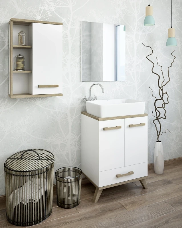 Шкаф подвесной Sanflor Ингрид 50 С03688 Белый Швейцарский вяз МДФ / ЛДСП