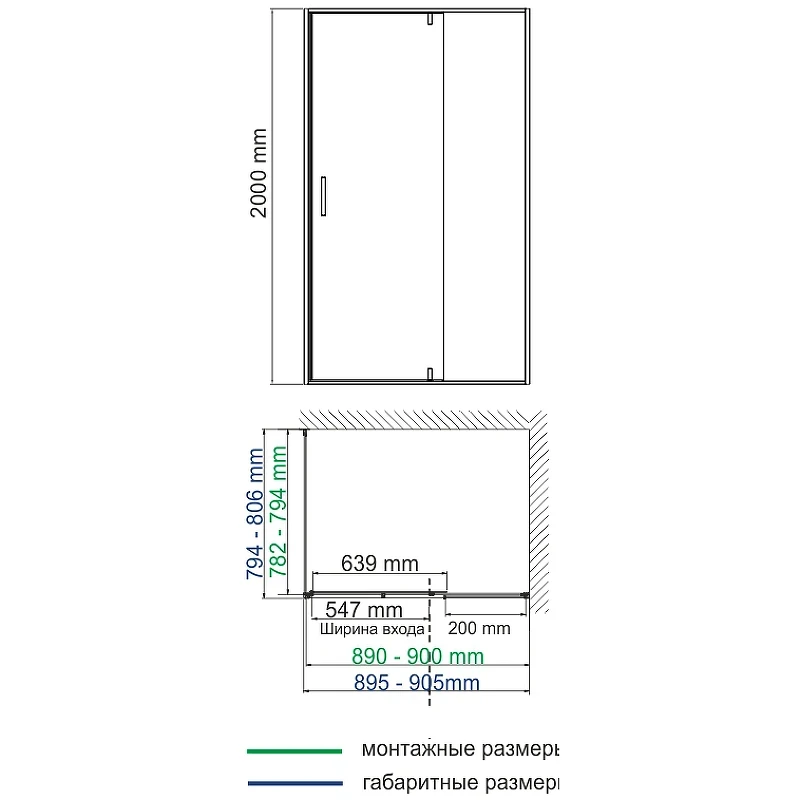 Душевой уголок WasserKRAFT Elbe 90x80 74P20 профиль Черный стекло прозрачное