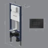 Унитаз с инсталляцией WellWant Aura WWU01121WK + AM.PM PrimeFit I012709.0238 с сиденьем Микролифт и Черной матовой клавишей смыва