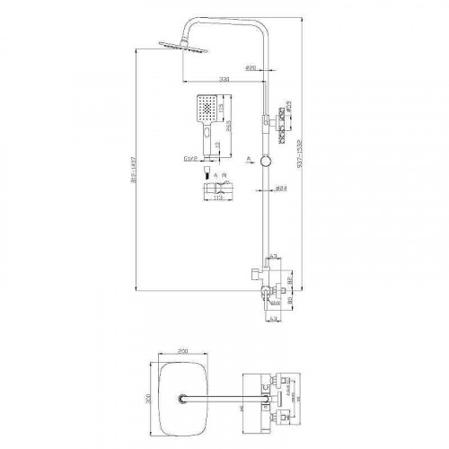 Душевая система BelBagno Acqua ACQUA-DOCM-CRM Хром латунь на стену