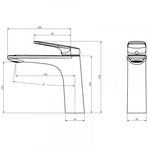 Смеситель для раковины Black&White Universe UK8701C 8701C Хром