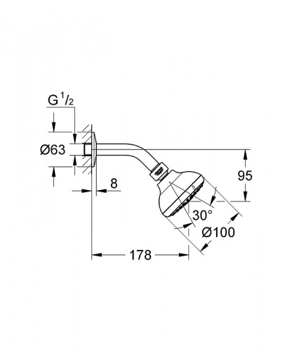Верхний душ Grohe Tempesta 100 26088001 Хром латунь на стену