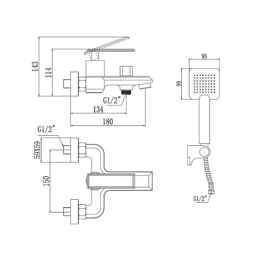 Смеситель для ванны Savol S-600103T цвет Хром