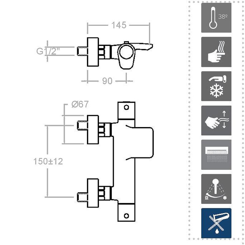 Смеситель для ванны Ramonsoler Alexia 363901T1 с термостатом Хром