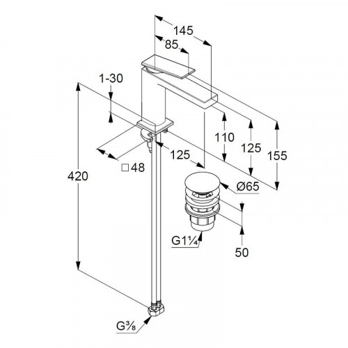 Смеситель для раковины Kludi Decus 54288N275 цвет Оружейная сталь
