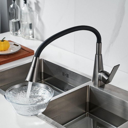 Смеситель для кухни Shevanik S543T-3 цвет Оружейная сталь Черный