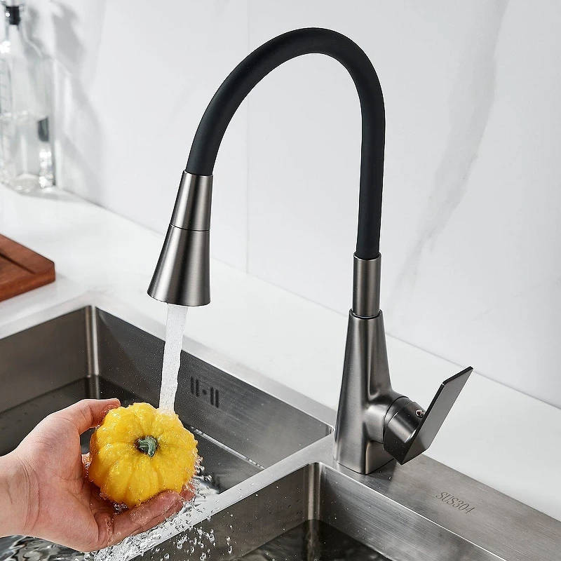 Смеситель для кухни Shevanik S543T-3 цвет Оружейная сталь Черный