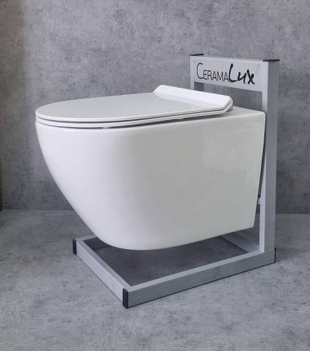 Унитаз CeramaLux 2196-2 подвесной Белый глянцевый с сиденьем Микролифт