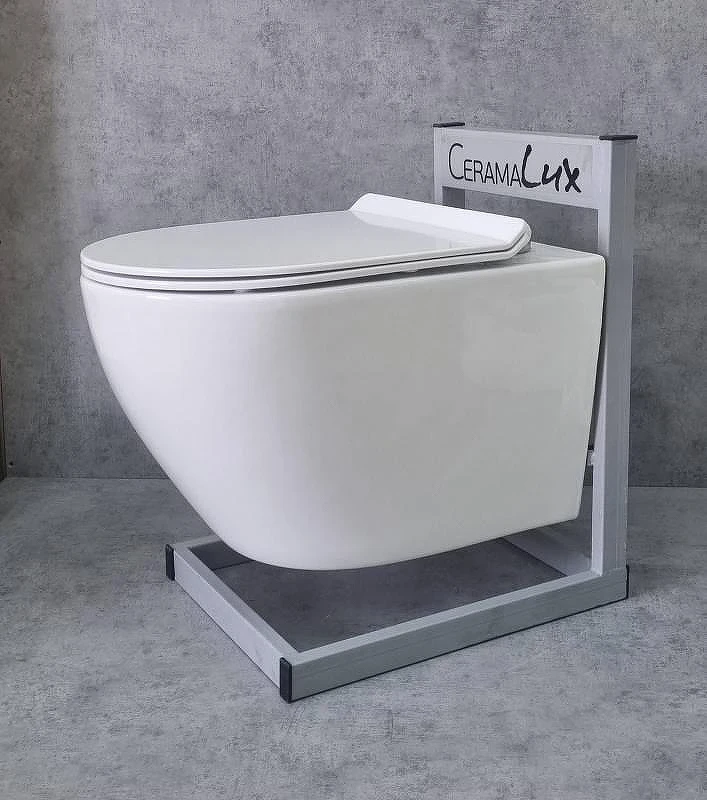 Унитаз CeramaLux 2196-2 подвесной Белый глянцевый с сиденьем Микролифт