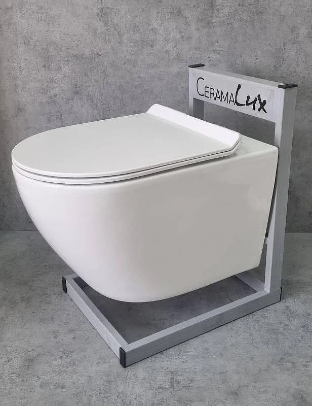 Унитаз CeramaLux 2196-2 подвесной Белый глянцевый с сиденьем Микролифт