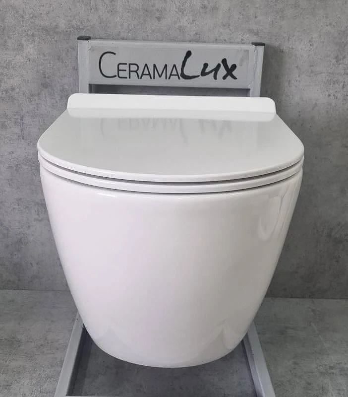 Унитаз CeramaLux 2196-2 подвесной Белый глянцевый с сиденьем Микролифт