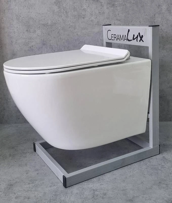 Унитаз CeramaLux 2196-2 подвесной Белый глянцевый с сиденьем Микролифт