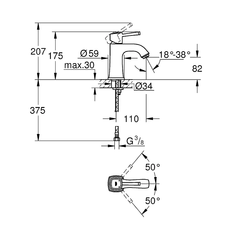 Смеситель для раковины Grohe Grandera 23310000 Хром