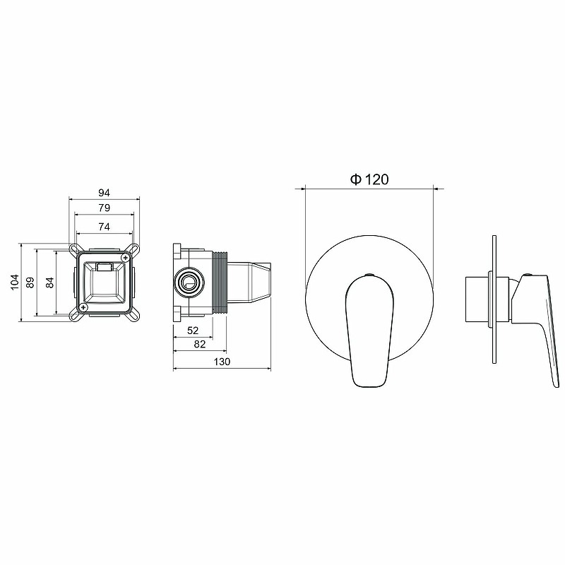 Смеситель для душа Aquatek Бетта AQ1166MB Черный матовый латунь встраиваемый