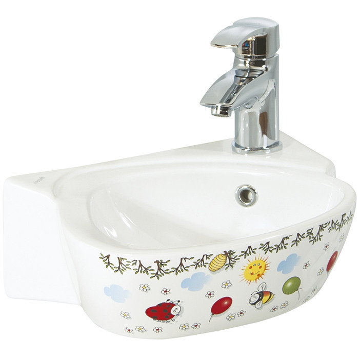 Раковина Creavit Cocuk 38 CK035-00CB00E-FF00 детская Белая с декором фарфор подвесная