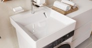 Раковина Azario Sharp 60 CS00078298 на стиральную машину Белая искусственный камень (литьевой мрамор) подвесная, на стиральную машину