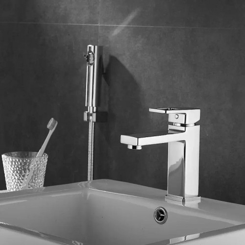 Смеситель для раковины Shevanik S8271 с гигиеническим душем цвет Хром