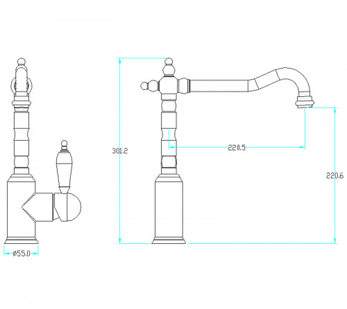 Смеситель для кухни Boheme Tradizionale Oro 102-BLC Золото латунь
