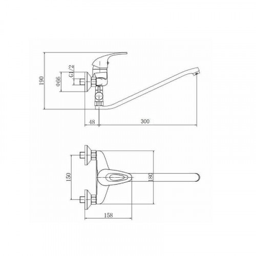 Смеситель для ванны D-Lin D140602 универсальный цвет  Хром