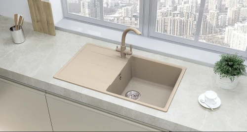 Кухонная мойка Ulgran Quartz Prima 850-04 Платина искусственный камень (литьевой мрамор) встраиваемый