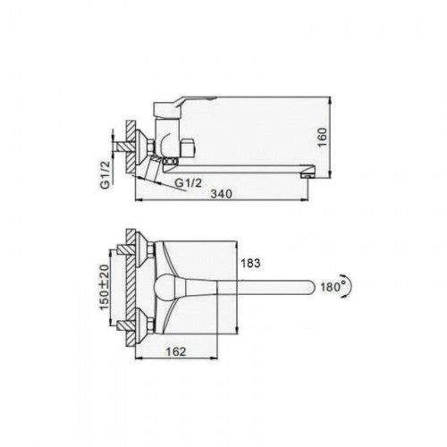 Смеситель для ванны D-Lin D147403-1 универсальный цвет  Хром