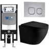 Комплект унитаза с инсталляцией WeltWasser AMBERG 497 + MERZBACH 043 XL MT-BL + AMBERG RD-CR 10000014108 цвет Черный матовый с сиденьем Микролифт и клавишей смыва цвет Хром