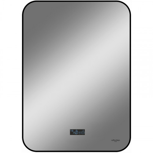 Зеркало Reflection Shadow 600х800 RF5732SH с подсветкой Черное с сенсорным выключателем, диммером, подогревом и часами МДФ / ЛДСП, стекло