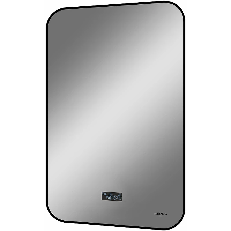 Зеркало Reflection Shadow 600х800 RF5732SH с подсветкой Черное с сенсорным выключателем, диммером, подогревом и часами МДФ / ЛДСП, стекло