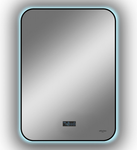 Зеркало Reflection Shadow 600х800 RF5732SH с подсветкой Черное с сенсорным выключателем, диммером, подогревом и часами МДФ / ЛДСП, стекло