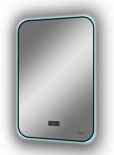 Зеркало Reflection Shadow 600х800 RF5732SH с подсветкой Черное с сенсорным выключателем, диммером, подогревом и часами МДФ / ЛДСП, стекло
