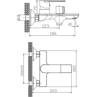 Смеситель для ванны Haiba HB60505-3 Оружейная сталь латунь на стену