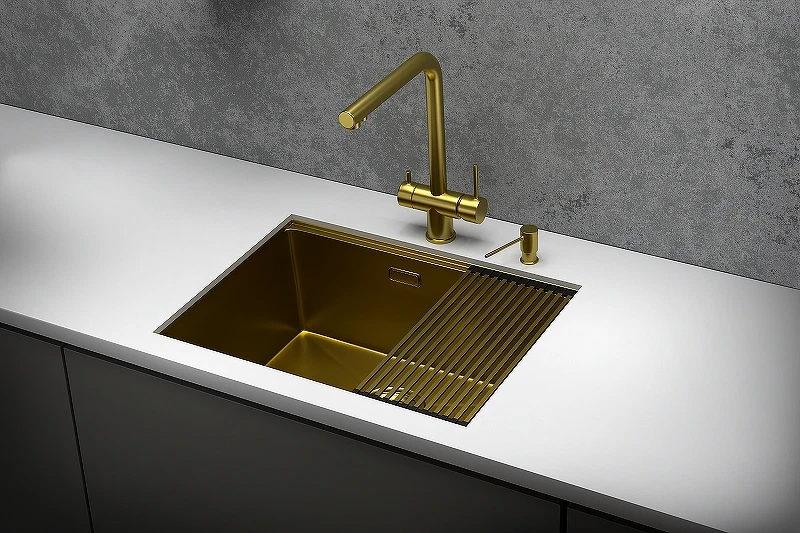 Кухонная мойка Granula Kitchen Space 60 6045U цвет Золото сатин