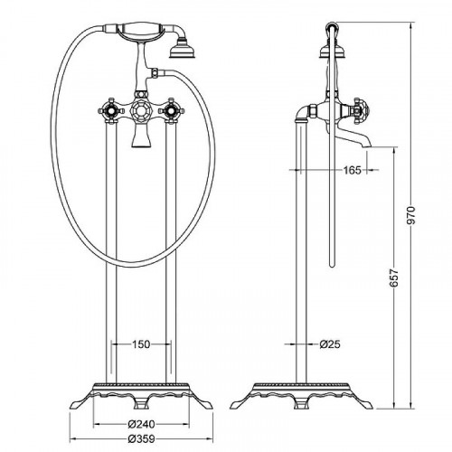 Смеситель для ванны Timo Nelson 1900/03Y-CR Черный на пол