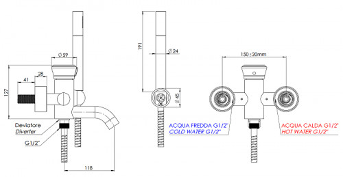 Смеситель для ванны Remer Element ET02NO цвет Черный матовый