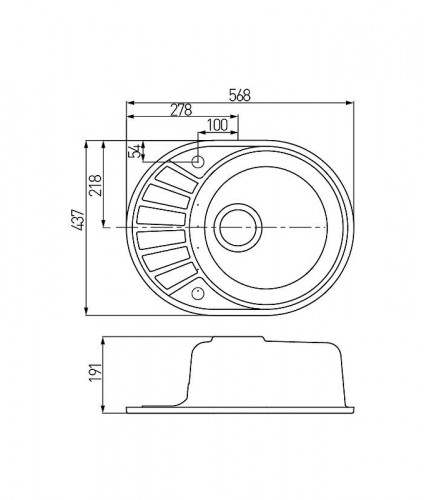 Кухонная мойка Aquaton Чезана 57 1A711232CS210 Графит искусственный камень (литьевой мрамор) встраиваемый