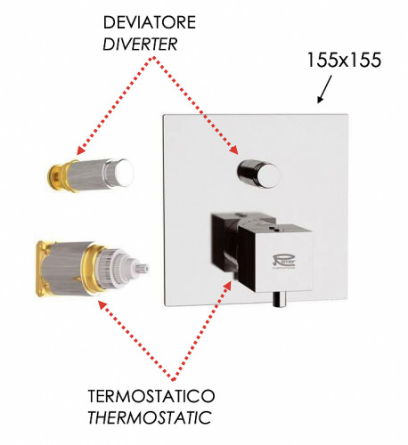 Смеситель для душа Remer Q-Elegance QT09KBXV с термостатом цвет Сталь