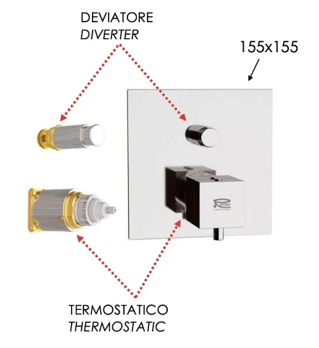 Смеситель для душа Remer Q-Elegance QT09KBXV с термостатом цвет Сталь