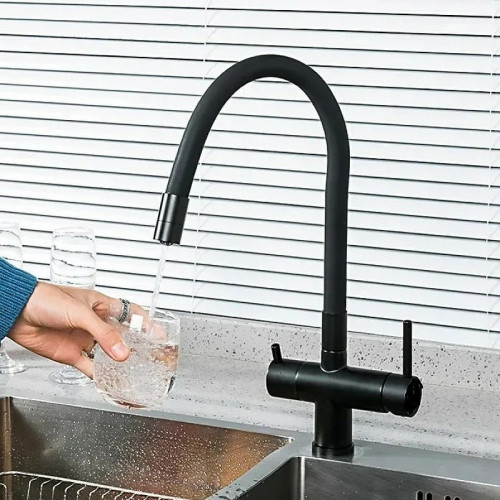 Смеситель для кухни D-Lin D159315-4A Черный матовый латунь