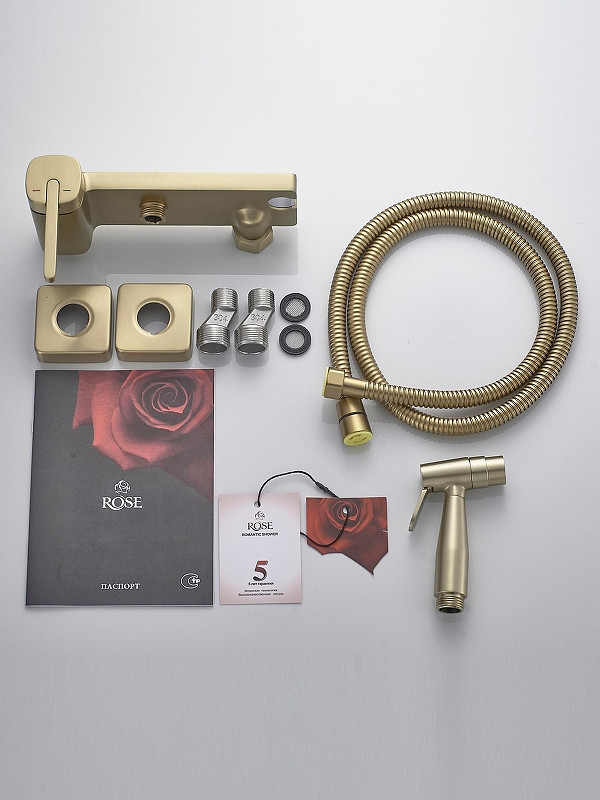 Гигиенический душ со смесителем Rose R315G цвет Золотой сатин